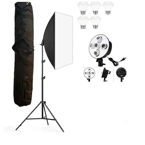 HIFFIN® PRO Quadlux HD-5 Soft LED Video Light with Softbox Kit | 1-Point Continuous Lighting Setup with Light Stand | Ideal for YouTube, Video Shooting, (Five Holder Kit Set of 1) - Image 1