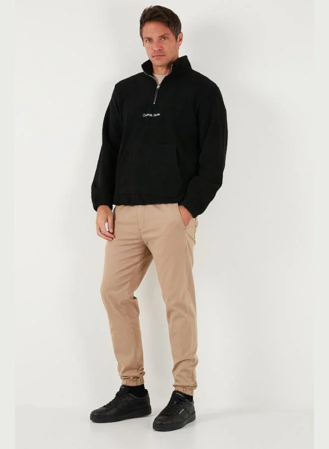 بوراتي سويت شيرت رجالي بياقة واقفة وسحاب نصي من بوراتي