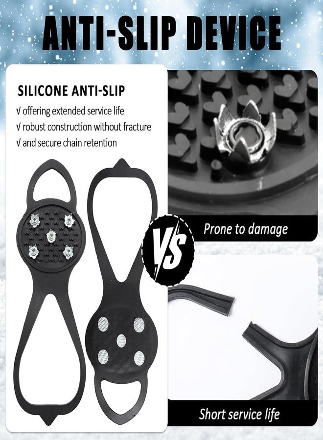 AMIQUS 1 Pair Ice Snow Grippers for Boots and Shoes with Shoe Bag, Ice Snow Grips, Crampons for Hiking Boots Shoes, Anti Slip Snow Spikes Over Shoe Boot Ice Grippers with 5 Studs for Hiking Climbing - Image 5