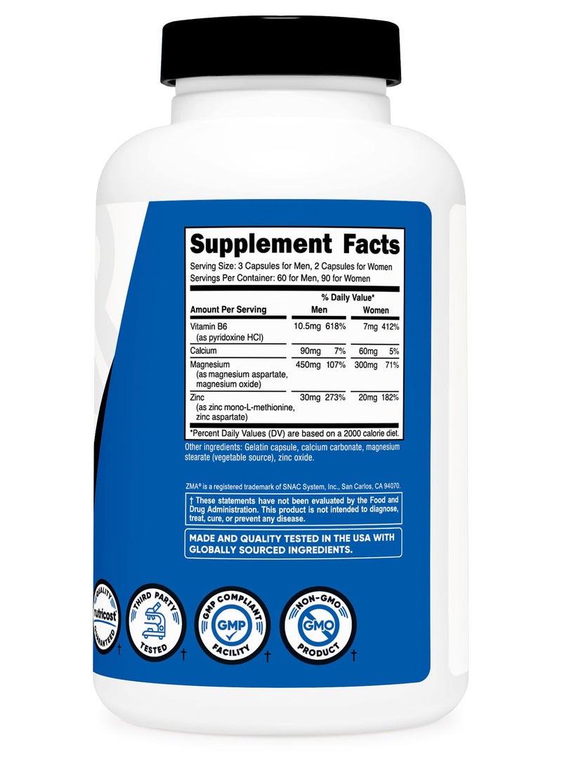 Nutricost - ZMA Anabolic Mineral Supplement, 180 Capsules 60 Servings, Dietary Supplement - Image 1