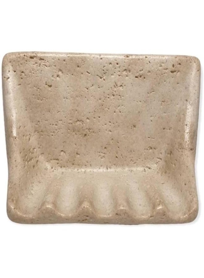Tenedos Premium Light Travertine Resin Soap Dish Holder - 8.5" x 5" - Wall Mount for Bathroom, Fits Ceramic, Porcelain, Stone Surfaces - No Back Insert - (Light Yellow) - Image 1