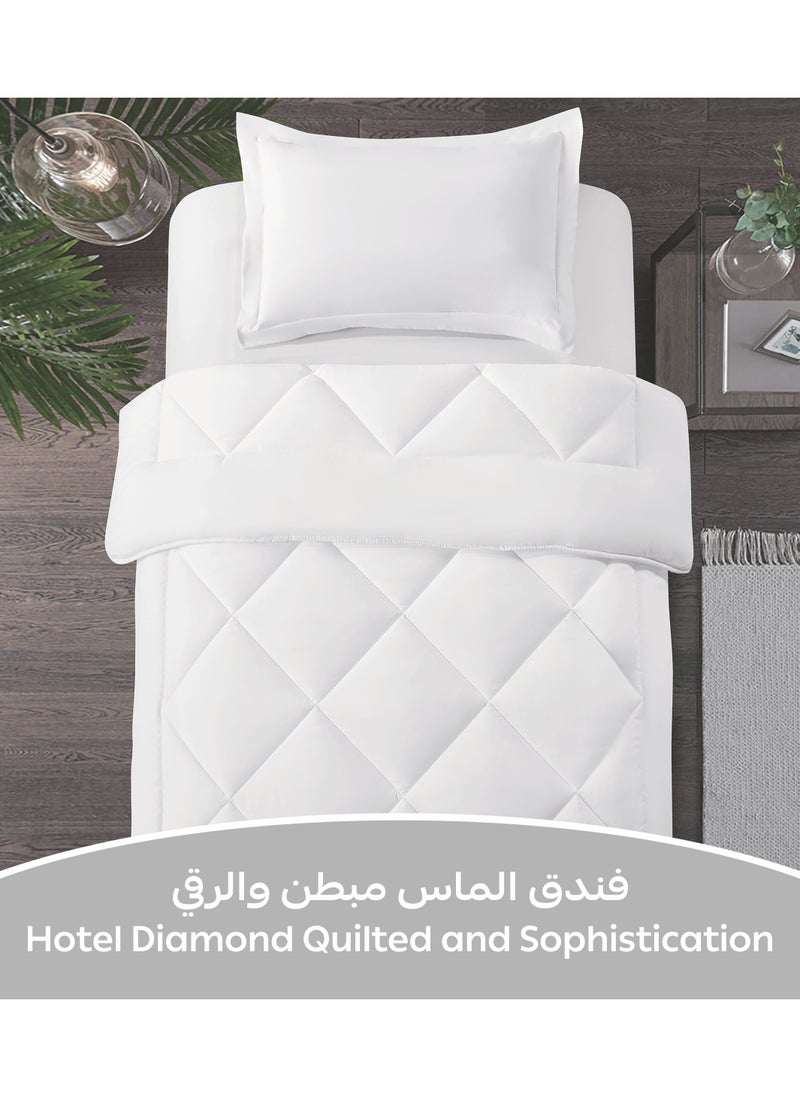 دوناتيلا طقم مفرش روزا سادة 2 قطعة مقاس مفرد ونص 170 × 230 سم بحشوة ثابتة أبيض  - Image 2