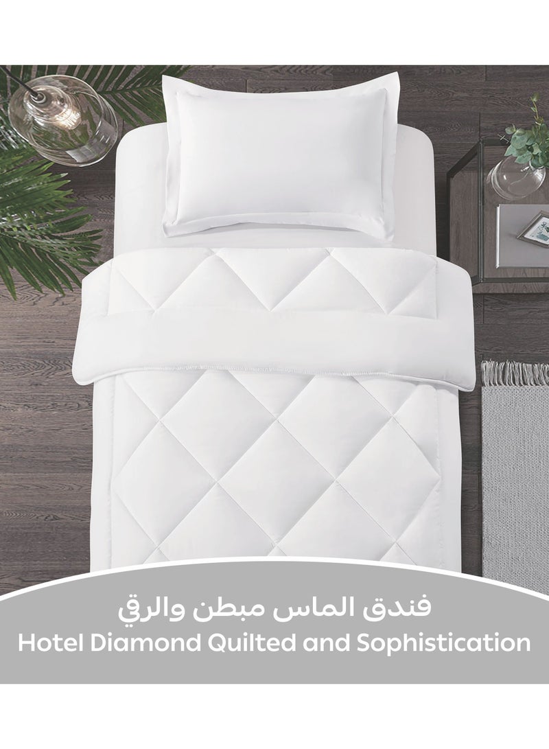 دوناتيلا طقم مفرش روزا سادة 2 قطعة مقاس مفرد ونص 170 × 230 سم بحشوة ثابتة أبيض  - Image 2