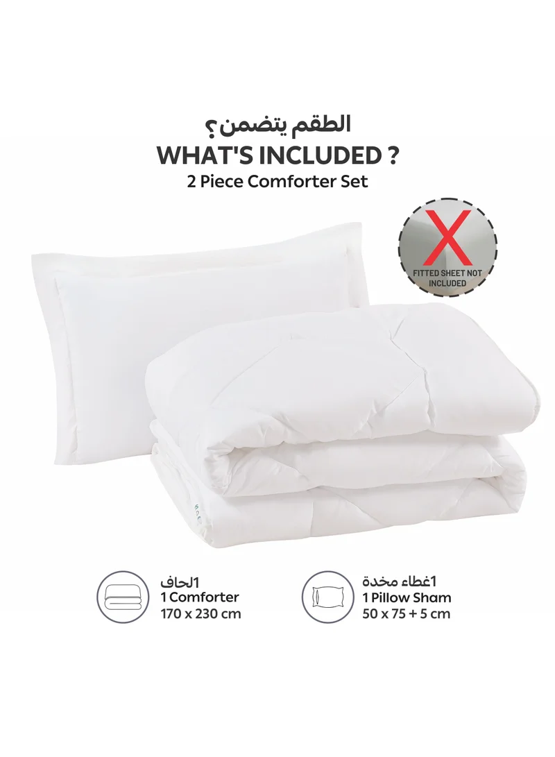 Donetella Bedding Comforter Set, Single Size 170x230 cm - 2-Pcs Solid Quilted Bed Set, Microfiber Fabric - 1 Comforter and 1 Pillow Sham