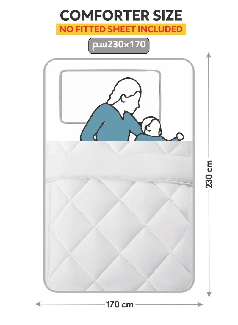 Donetella Bedding Comforter Set, Single Size 170x230 cm - 2-Pcs Solid Quilted Bed Set, Microfiber Fabric - 1 Comforter and 1 Pillow Sham