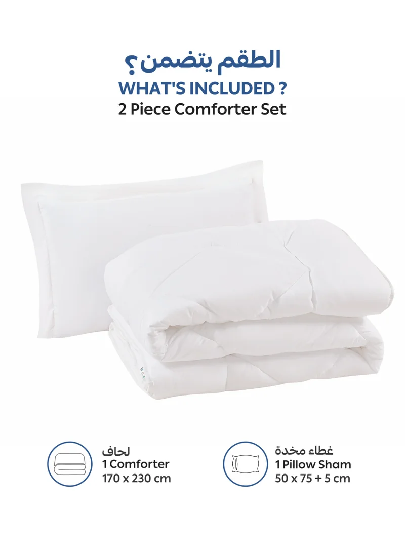 دوناتيلا طقم مفرش روزا سادة 2 قطعة مقاس مفرد 170 × 230 سم بحشوة ثابتة