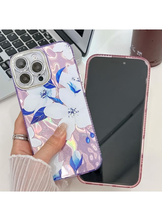 اس-توب جراب لهاتف iPhone 15 Pro Max مصنوع من مادة TPU بتصميم زهور ونباتات مطلية بالكهرباء - Image 3