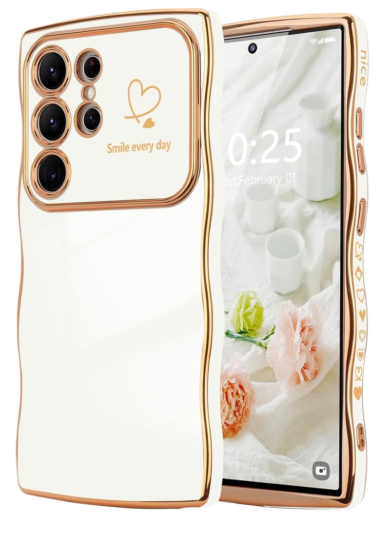 Compatible With Samsung Galaxy S22 Ultra Case for Women Girls,Wave Frame Curly Shape with Love Heart Raised Camera Protection Cover Luxury Plating Shockproof Phone Case for Galaxy S22 Ultra,White
﻿ - pzsku/ZC7828B6B3411B1341E4FZ/45/_/1734952853/9107fc41-73e8-41c8-af4d-f77fdac1c742