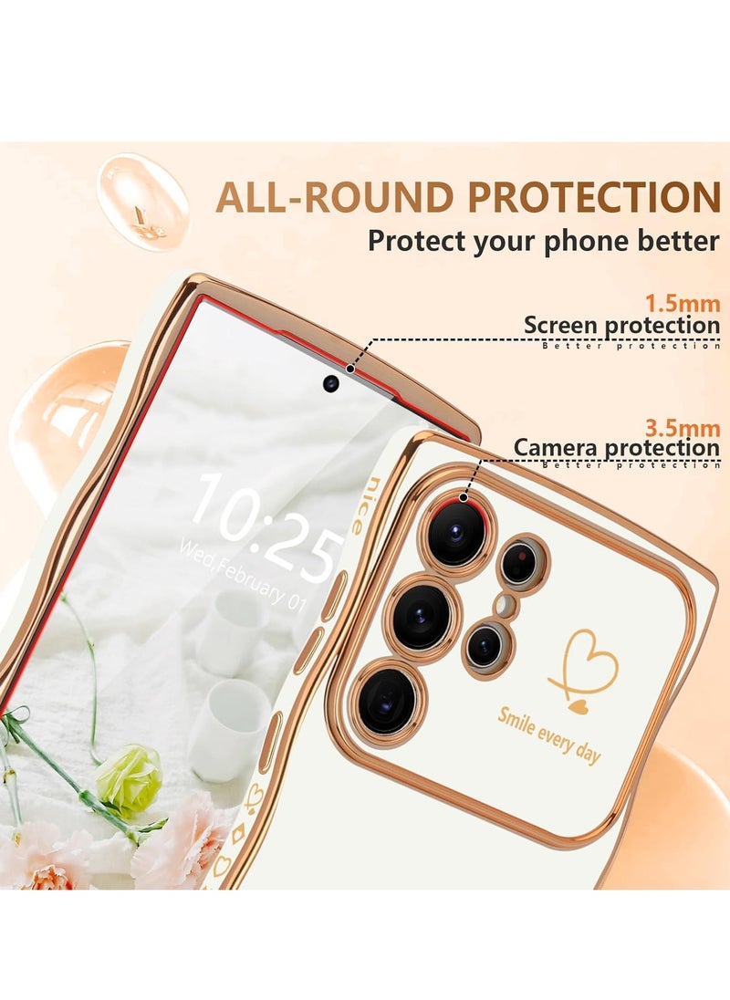 Compatible With Samsung Galaxy S22 Ultra Case for Women Girls,Wave Frame Curly Shape with Love Heart Raised Camera Protection Cover Luxury Plating Shockproof Phone Case for Galaxy S22 Ultra,White
﻿ - pzsku/ZC7828B6B3411B1341E4FZ/45/_/1734952893/5c24cfb3-d036-4b93-a3e4-0297dee2a549