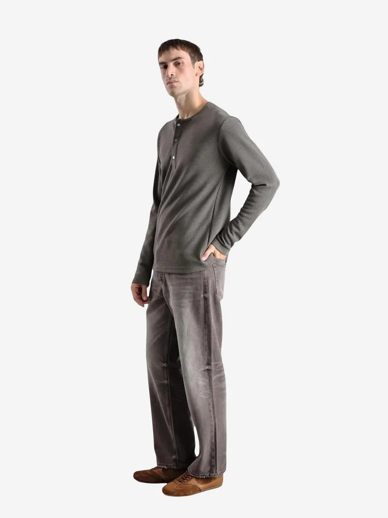 Giesto Beige Natural GIESTO Slim Fit Button Collar Long Sleeve T-Shirt for Men | Best Price UAE