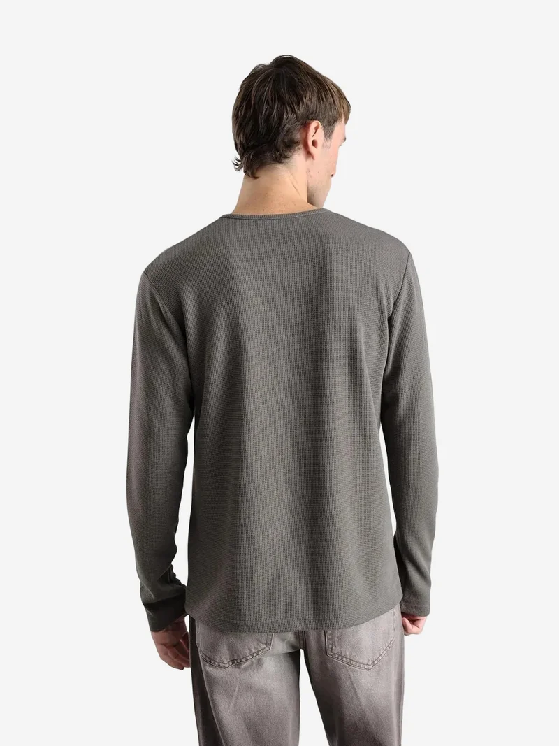 Giesto GIESTO Slim Fit Button Collar Long Sleeve T-Shirt