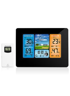 Indoor Outdoor Thermometer Wireless, Weather Station with Atomic Clock,USB197FT（60M） High Precision Temperature Humidity Meter, HD Color Display Weather Thermometer with Barometer