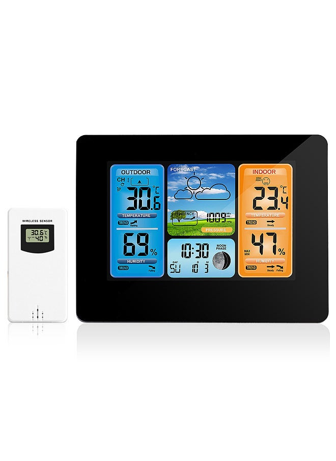 Generic - Indoor Outdoor Thermometer Wireless, Weather Station with Atomic Clock,USB197FT（60M） High Precision Temperature Humidity Meter, HD Color Display Weather Thermometer with Barometer - Image 1