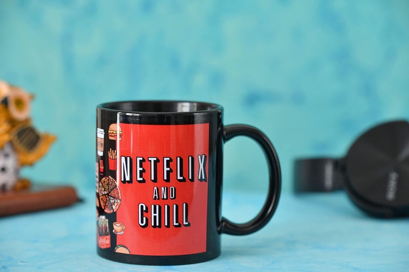 TAJNAN Ceramic Coffee Mug with Funny Movie Night Theme | Binge Watch Chill Snack Lover Design | Printed Tea Cup for Home Office | Gift for Friends Family - Image 4