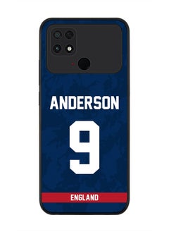 Rugged Black Edge Case for Xiaomi Poco C40, Slim fit Soft Case Flexible Rubber Edges Thin Cover - Player Name - James Anderson, Jersey Number- 9