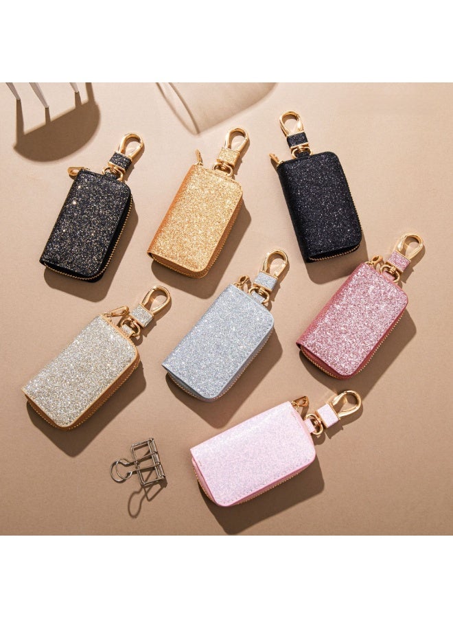 حامل حقيبة مفاتيح السيارة، حقيبة جلدية لسلسلة مفاتيح السيارة، حامل سلسلة مفاتيح السيارة عن بعد، حقيبة مفاتيح ذكية للسيارة مع سلسلة مفاتيح، للجنسين، حافظة واقية لسلسلة المفاتيح، ملحقات السيارة (أسود) - Image 5