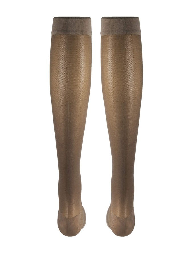 NuVein Sheer Compression Stockings, 15-20 mmHg Support, Fashionable Medium Denier, Knee High, Open Toe, Taupe, 3X-Large - Image 2