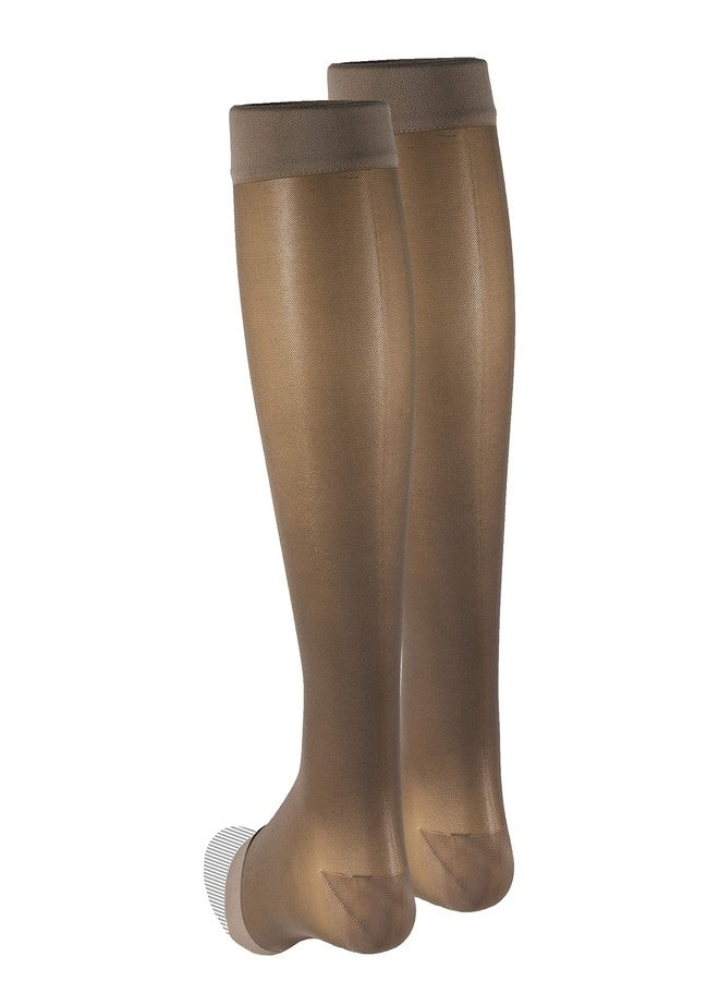NuVein Sheer Compression Stockings, 15-20 mmHg Support, Fashionable Medium Denier, Knee High, Open Toe, Taupe, 3X-Large - Image 3