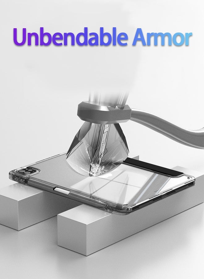 [clearance sales] HONOR Pad X8a Case 11 Inch Protective Cover With Pencil Holder, Tablet Cover Tri-Fold Tpu Clear Back Slim Stand Auto Wake-Up, Back Shell Multi-Angle Stand/Free AED 23 Anti-Glare Protective Film- Blue - Image 5