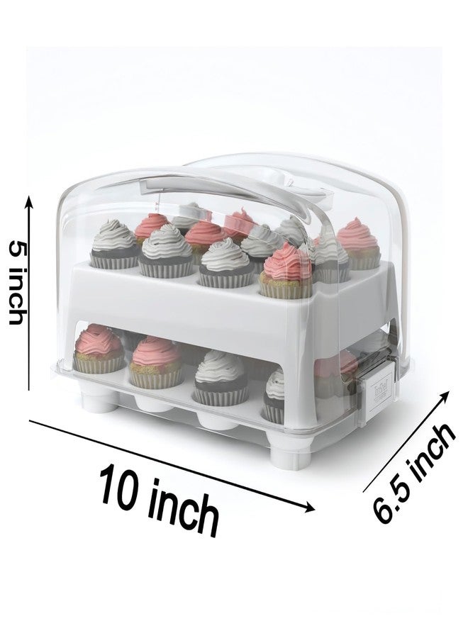 Top Shelf Elements MINI Cupcake Carrier, Fashionable White, Classic Style, Holds 24 Mini Cupcakes, Two Tier Stand and Reusable Box - Image 4
