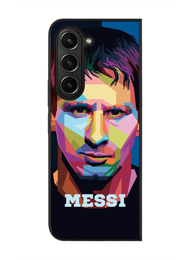 Stylizedd Rugged Black edge case for Samsung Galaxy Z Fold5, Slim fit Soft Case Flexible Rubber Edges Anti Drop TPU Gel Thin Cover -  Poly Messi - Image 1
