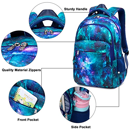 LEDAOU Backpack for Teen Boys Girls School Bags Kids Bookbags Set School Backpack with Lunch Box and Pencil Case (Blue Starry Sky) - Image 4