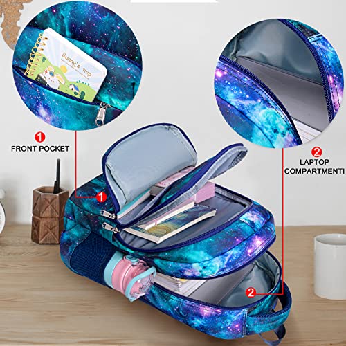 LEDAOU Backpack for Teen Boys Girls School Bags Kids Bookbags Set School Backpack with Lunch Box and Pencil Case (Blue Starry Sky) - Image 5