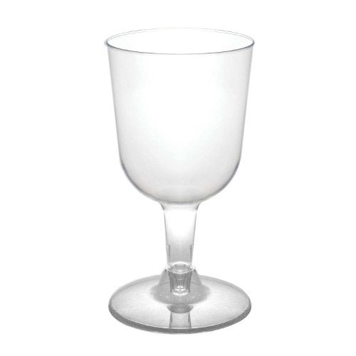 Party Essentials Disposable Hard Plastic Two Pieces Wine Glasses 100Count 55Ounce Clear