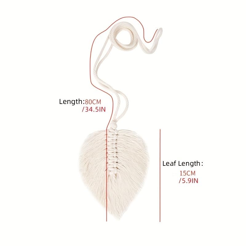 MAKNGRID 2Pack Beige Leaf Curtain Tiebacks Handmade Holdbacks - Farmhouse Curtain Tie Back Holder by Hand-Woven Cotton Rope, Bohemian Home Decoration Drapery Holdback (Off White) - Image 2