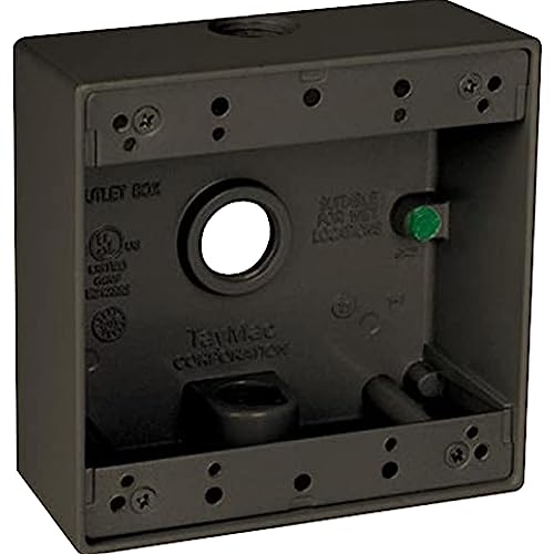 Hubbell 2-Gang Weatherproof Box, Three 3/4 in. Outlets, Bronze - Image 1
