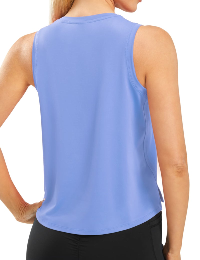 JOYSPELS Workout Tops for Women Crop Sleeveless Workout Shirts for Women Athletic Running Yoga Tank Top for Women Blue - Image 2