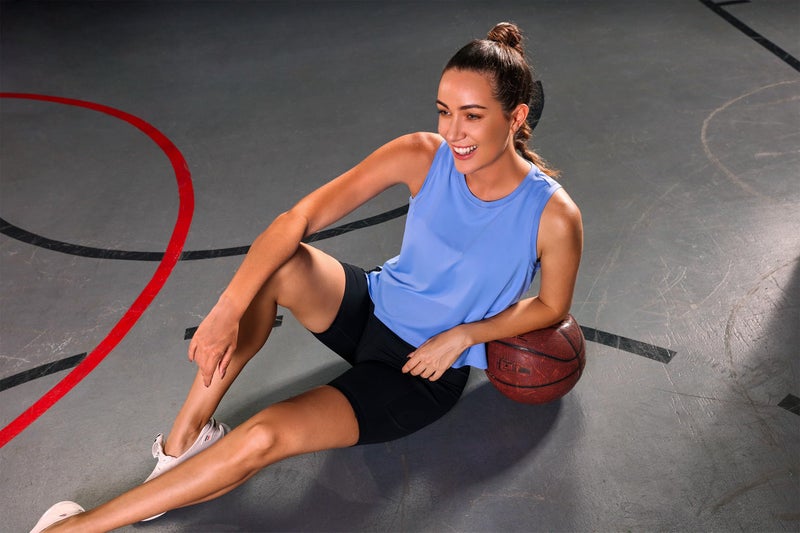 JOYSPELS Workout Tops for Women Crop Sleeveless Workout Shirts for Women Athletic Running Yoga Tank Top for Women Blue - Image 3