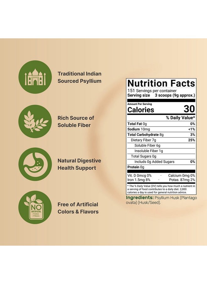 NatureBell - Psyllium Husk Powder 3 Lbs(48 Oz) 9000Mg Per Serving Unflavored ; No Fillers No Additives Gluten Free Soluble Fiber Great For Gut Health Keto Baking Mixing Shakes Juices & More - Image 1