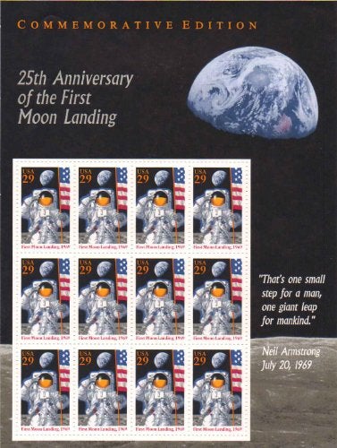 USPS Commemorative Edition 25th Anniversary of The First Moon Landing (Neil Armstrong July 20, 1969) (Sheet of 12) 29 Cent Postage Stamps 1994 Scott #2841 - Image 1