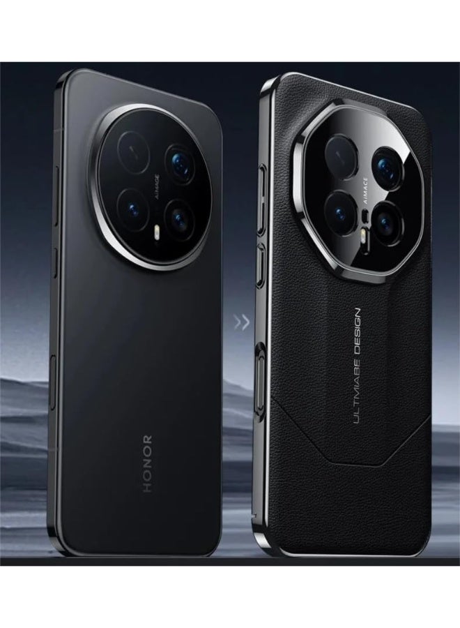 general Case Compatible with Honor Magic 8 Pro, Premium Leather Case Electroplated PC Frame Camera Protection Anti-Fingerprint Anti-Drop Shockproof Bumper Protective Cover - Image 5