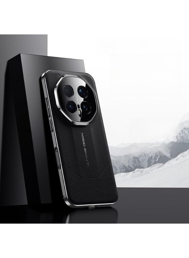 general Case Compatible with Honor Magic 8 Pro, Premium Leather Case Electroplated PC Frame Camera Protection Anti-Fingerprint Anti-Drop Shockproof Bumper Protective Cover - Image 1