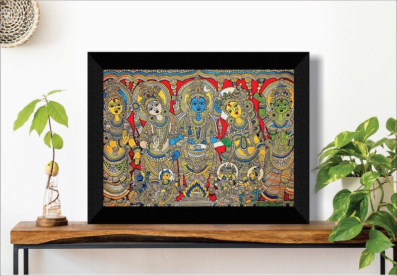 SAF paintings Kalamkari Art Black frame painting for Wall Decoration SA-SANFK33344A - Image 3