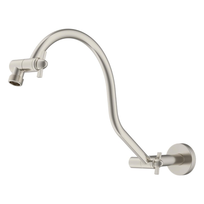 Hibbent All Metal Upgraded 18 Shower Head Extension Arm Shower Arm with Flange Brass Flexible Height Angle Adjustable Shower Extender with Lock Joint Universal Connection Brushed Nickel - Image 2