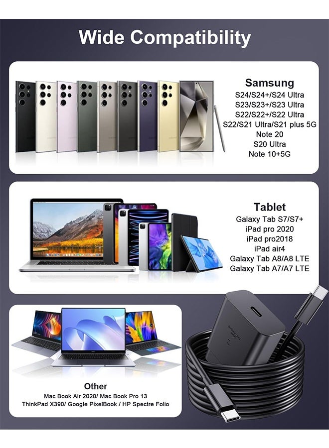 45W Phone Charger Super Fast suit for Samsung Phone Charger Travel Adapter Power Adapter with USB C Plug and Cable (Black) - Image 4