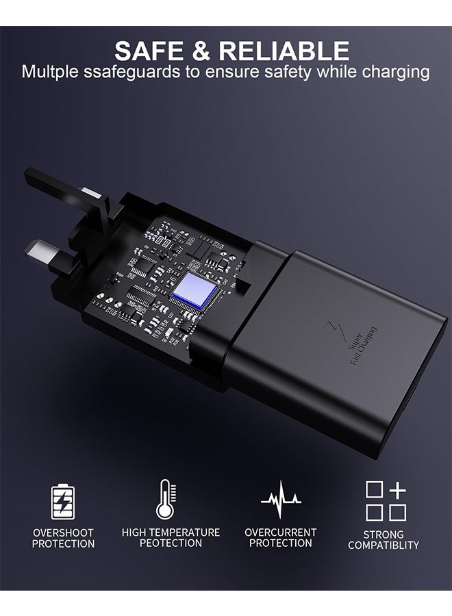 45W Phone Charger Super Fast suit for Samsung Phone Charger Travel Adapter Power Adapter with USB C Plug and Cable (Black) - Image 5