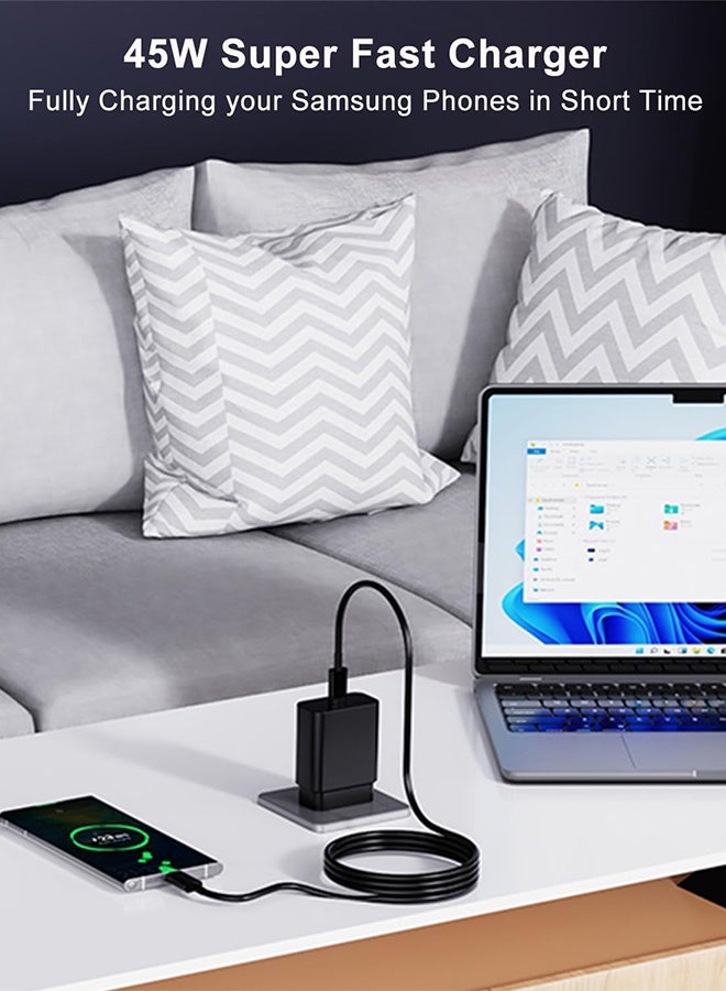 45W Phone Charger Super Fast suit for Samsung Phone Charger Travel Adapter Power Adapter with USB C Plug and Cable (Black) - Image 3