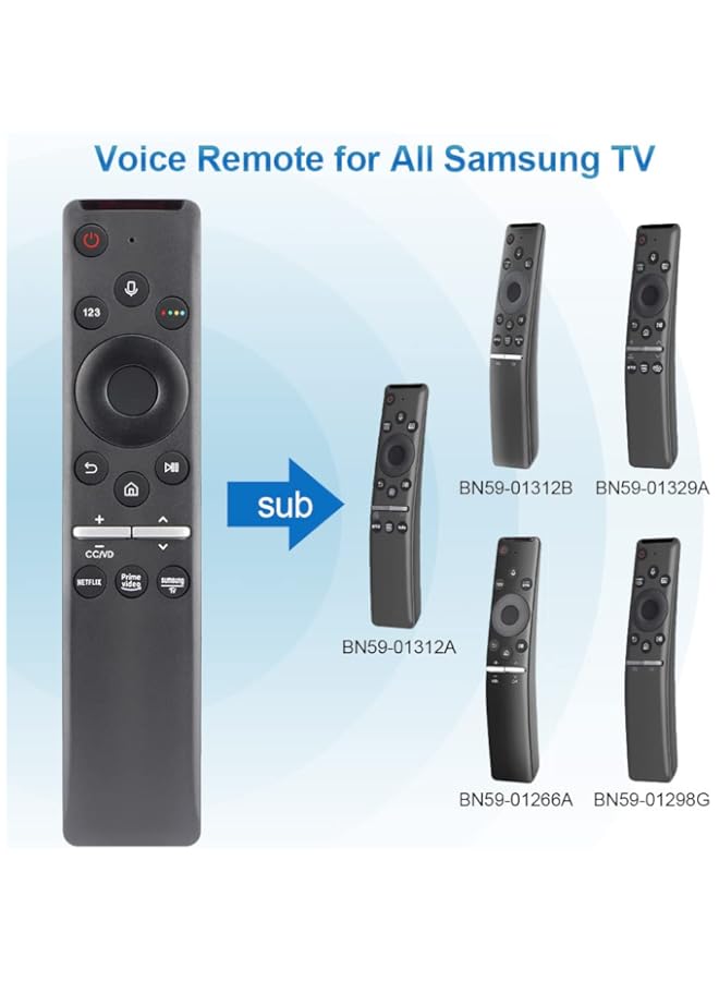 HuHa Gvirtue BN59-01330G Universal Voice Remote Control for Samsung Smart TV Bluetooth Mic Remote All Samsung LED QLED UHD HDR 4k Crystal uhd Curved Smart TV, with Netflix Prime Video, Samsung Plus - Image 2