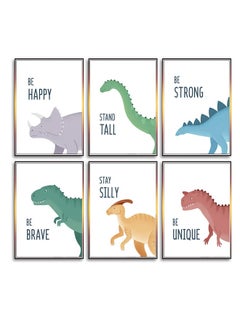 Generic 6 Pack Jungle Nursery Wall Decor Art Pictures, Safari Dinosaur Wall Prints Cartoon Animal Wall Murals Poster for Baby Kids Bedroom Living Room Bathroom-30x21cm Wall Decor Unframed  - Image 4