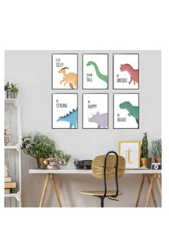 Generic 6 Pack Jungle Nursery Wall Decor Art Pictures, Safari Dinosaur Wall Prints Cartoon Animal Wall Murals Poster for Baby Kids Bedroom Living Room Bathroom-30x21cm Wall Decor Unframed  - Image 2