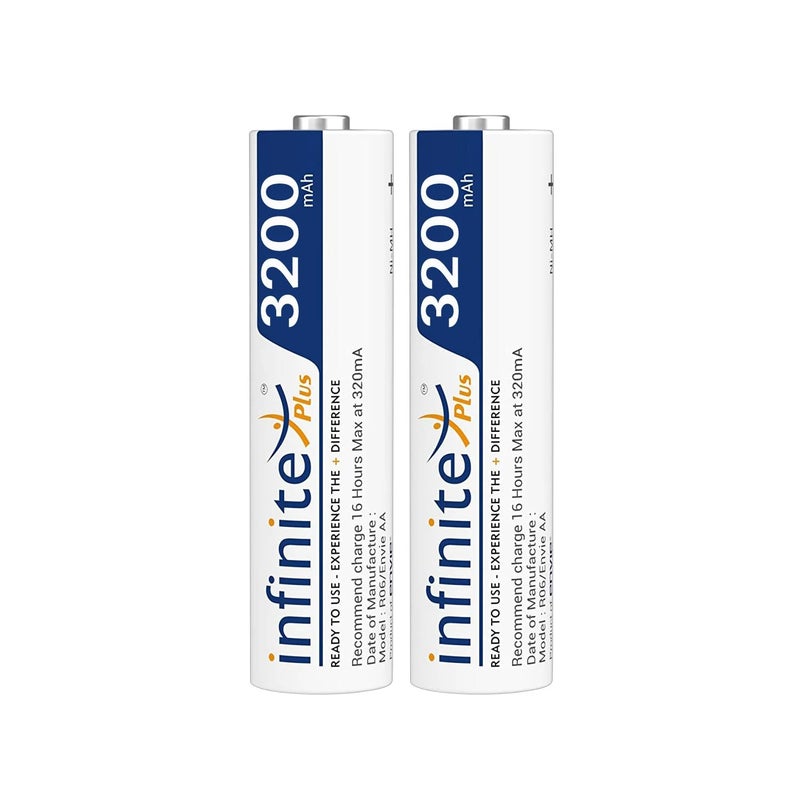 ENVIE® (AA3200RTU2PL) Infinite Plus AA High Capacity 3200mAh Ni-MH Rechargeable Battery, Low Self Discharge & Ready to Use (Pack of 2) - Image 3