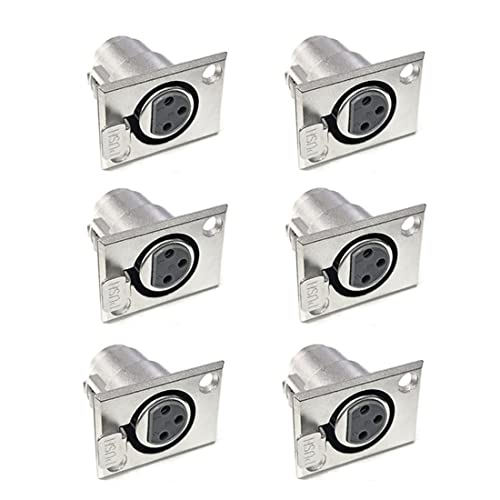 bnafes XLR 3-Pin Female Jack Socket Audio Speaker Panel Mount Connector Adapter for Microphone 6-Pack - Image 1