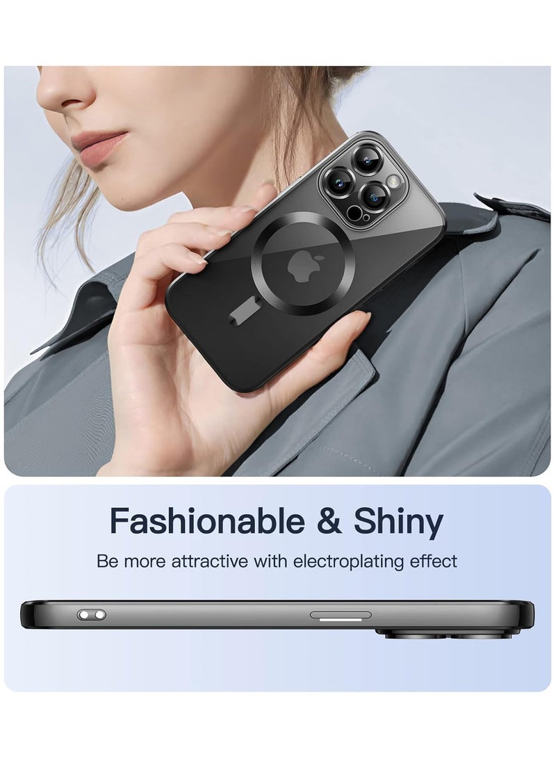 iPhone 13 Pro Max Case with MagSafe Wireless Charging Compatible Back Cover with Electroplating Shockproof Frame-BLACK - Image 3