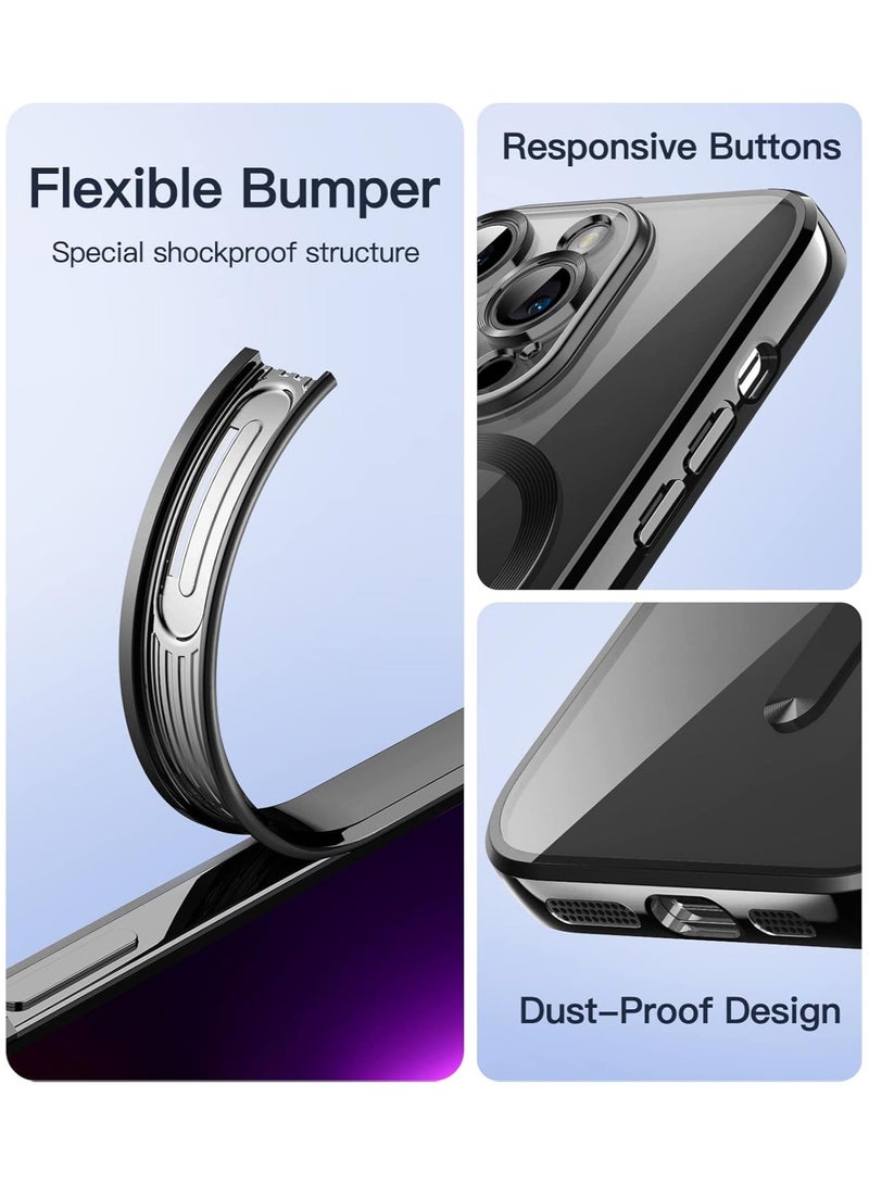 iPhone 13 Pro Max Case with MagSafe Wireless Charging Compatible Back Cover with Electroplating Shockproof Frame-BLACK - Image 4