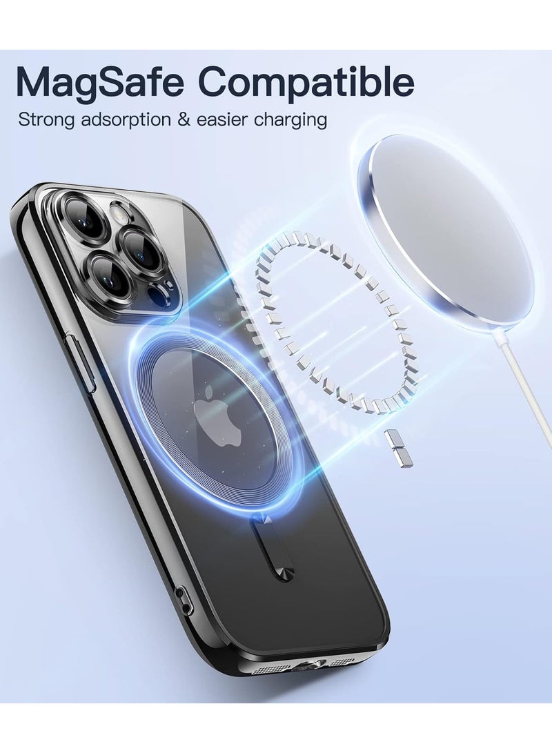 iPhone 13 Pro Max Case with MagSafe Wireless Charging Compatible Back Cover with Electroplating Shockproof Frame-BLACK - Image 5