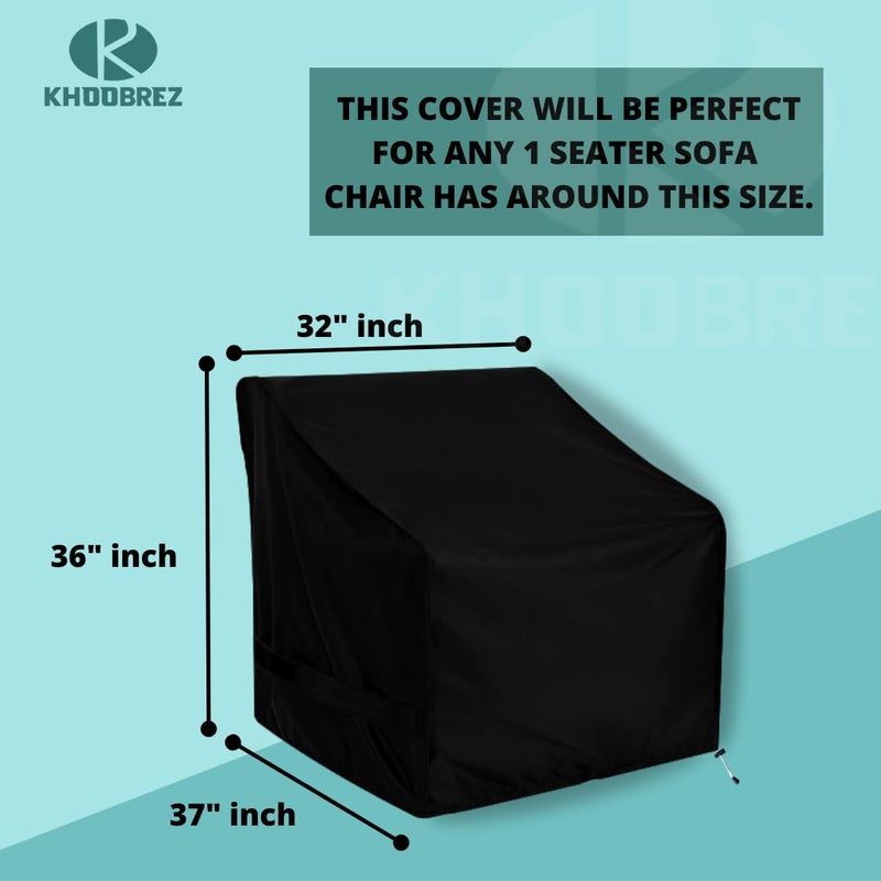 KHOOBREZ Indoor Outdoor Patio Furniture 1 seater sofa Cover one seater Chair Cover Dust Waterproof Cover Garden Furniture Covers 32 x 37 x 36 1SS3Black - Image 2